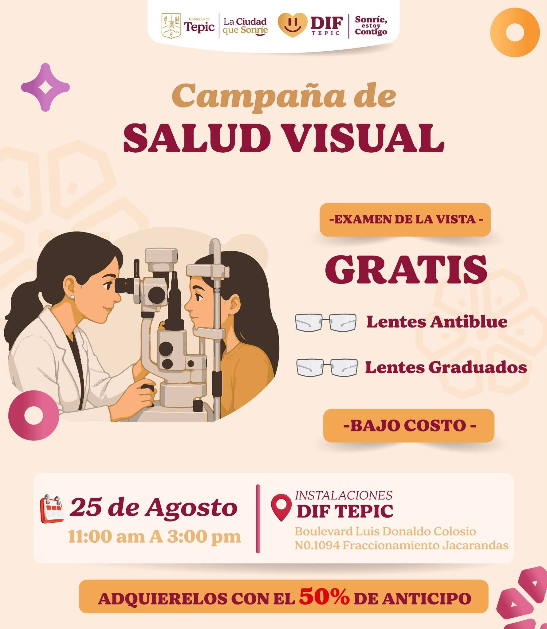 EL SISTEMA DIF TEPIC TE INVITA A LA CAMPAÑA DE SALUD VISUAL.